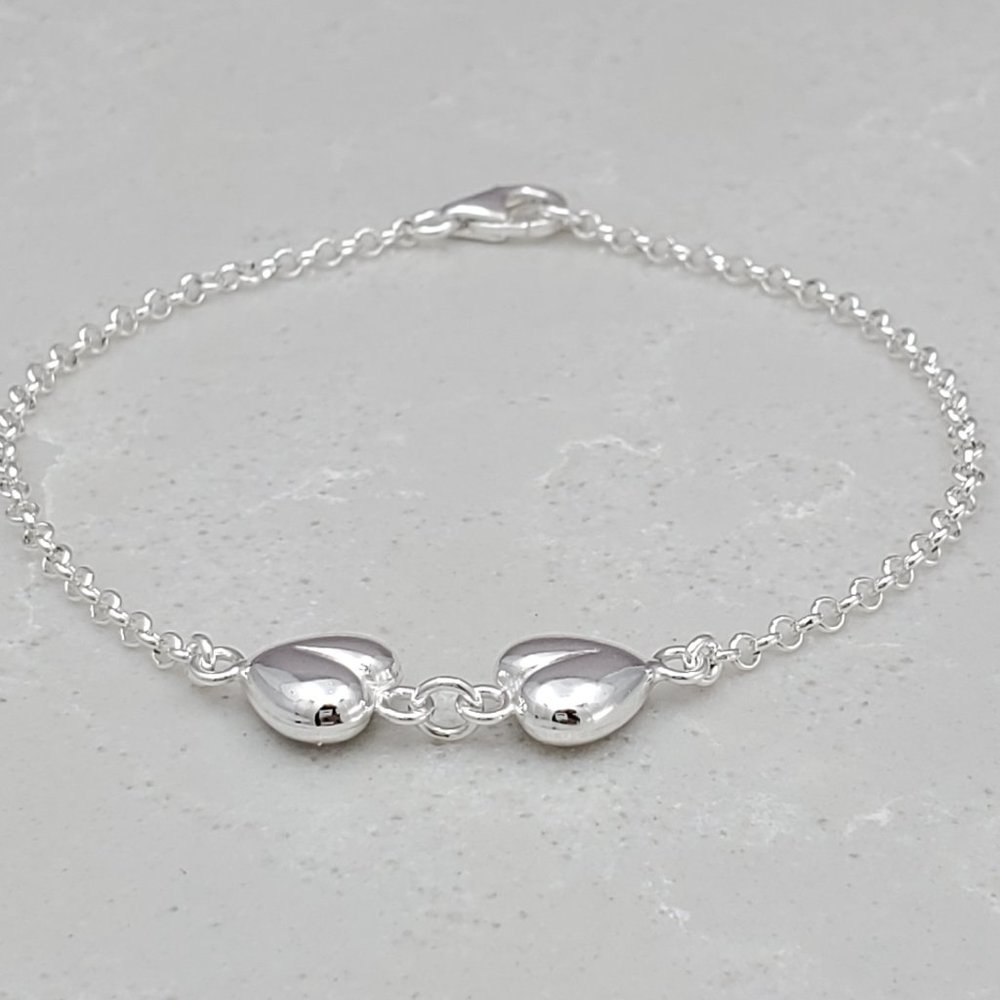 925 Sterling Silver Heart Shape Connector Bracelet